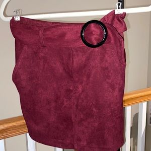 Maroon Mini Skirt with Belt